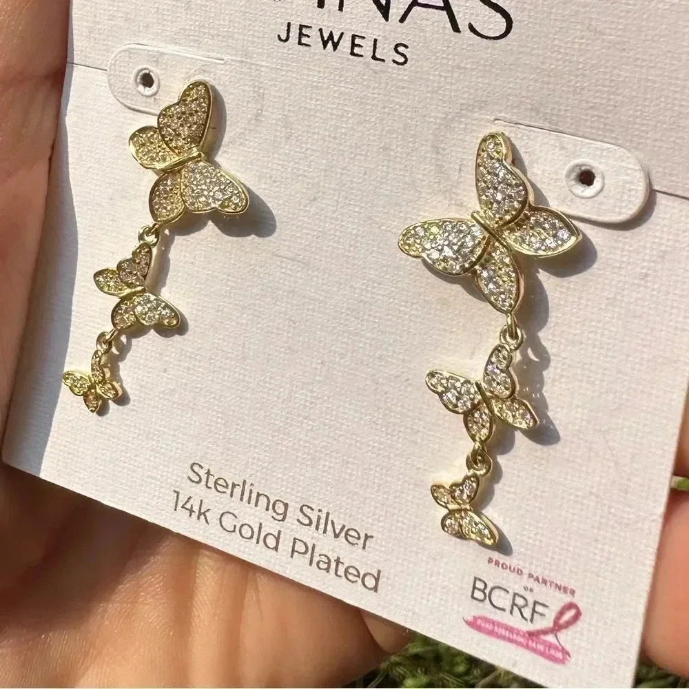 Anthropologie Butterfly Gold Zirconia Earrings